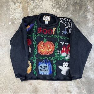 Vintage 90s HEIRLOOM COLLECTIBLES Halloween Sweater L